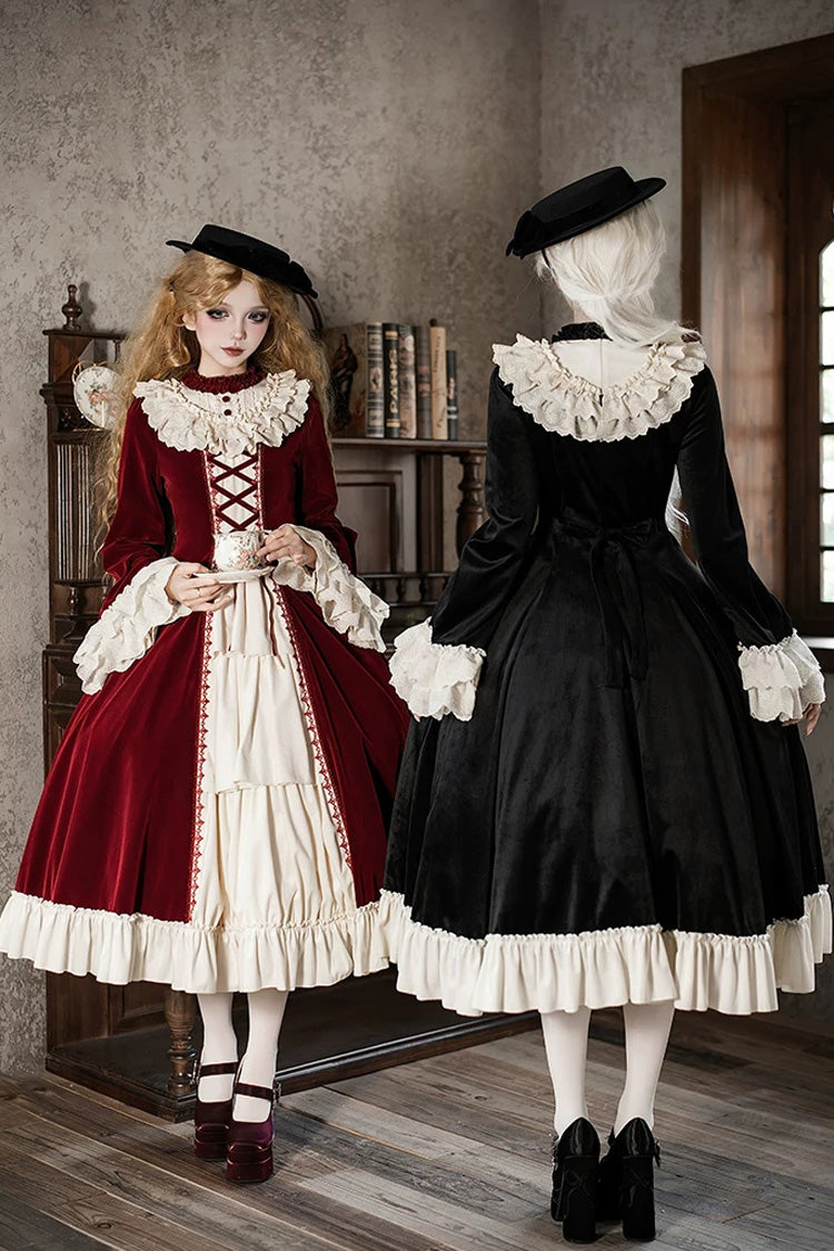 Letters and Poems Nutcracker Box Long Sleeves Ruffled Open-Front Bow Lace-Up Gothic Lolita Dress