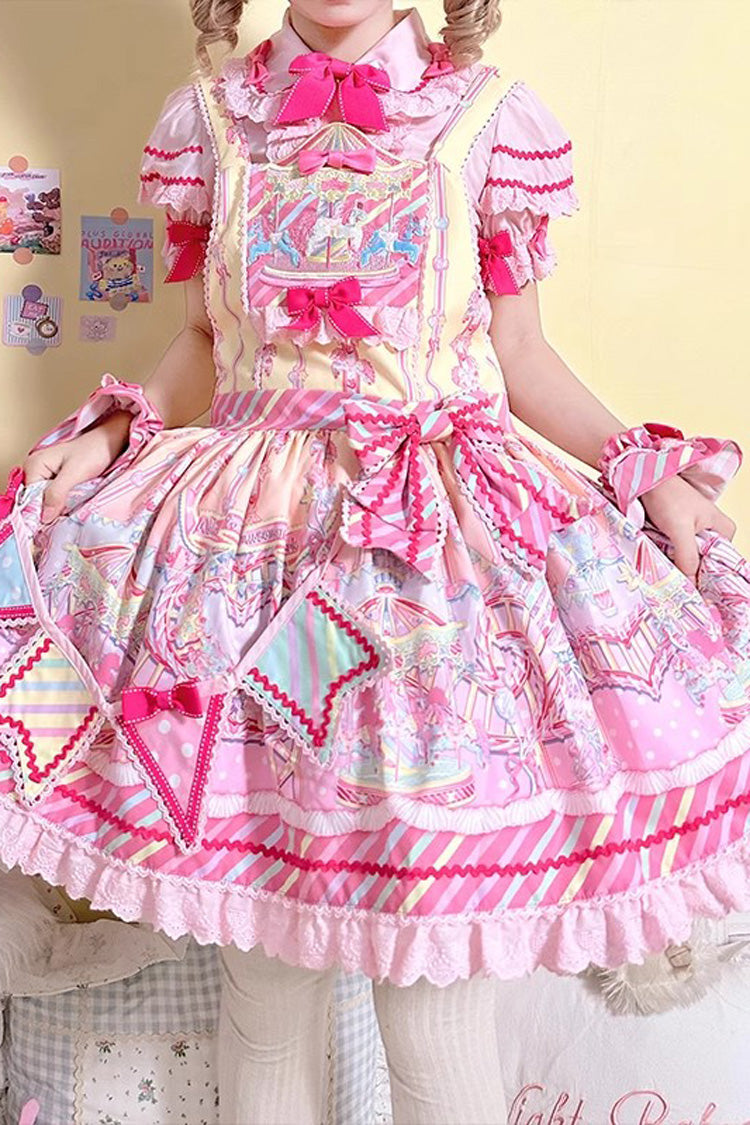Candy-Park Print Ruffled Bowknot Strap Lolita Dress in Two Colors