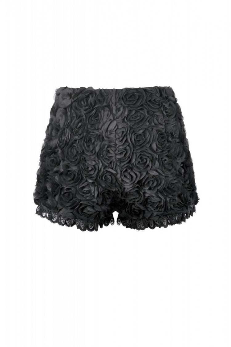 Gothic Mini Shorts with 3D Floral Jacquard and Lace Trim for Her