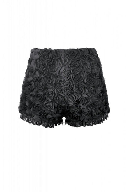 Gothic Mini Shorts with 3D Floral Jacquard and Lace Trim for Her
