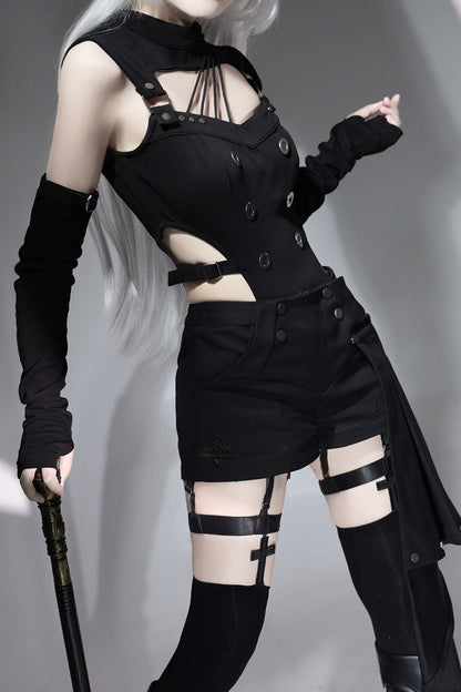 Phantom Thief Cut-Out Gothic Ouji Shorts Set
