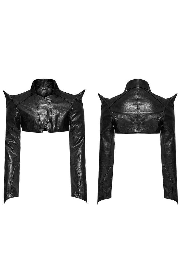 Steampunk Short Coat with Faux Leather and Zipper