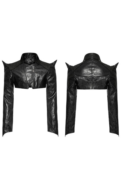 Steampunk Short Coat with Faux Leather and Zipper