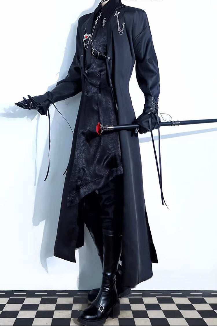Long-Sleeve Gothic Ouji Trench Coat for Men