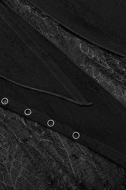 Asymmetric Punk Dress with Mesh and Stitching