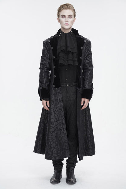 Men's Gothic Coat with Totem Print and Long Cut