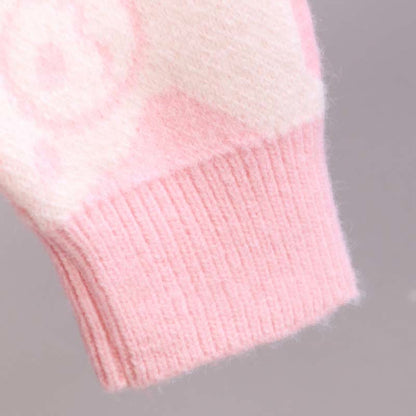 Sweater Bear Cartoon Print Set Split Skirt