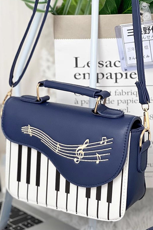 Sac à bandoulière avec notes de piano bleu SP19668