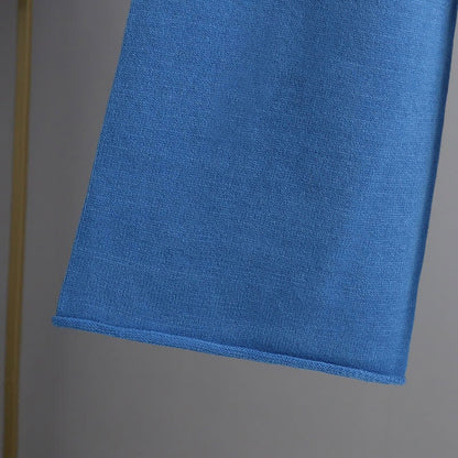 Sweater Cable Color Pants Leg Wide Set Turtleneck Pure