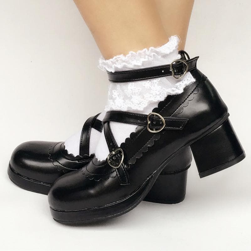 SP167935 Made Bow Black Detachable Lolita Shoes Custom