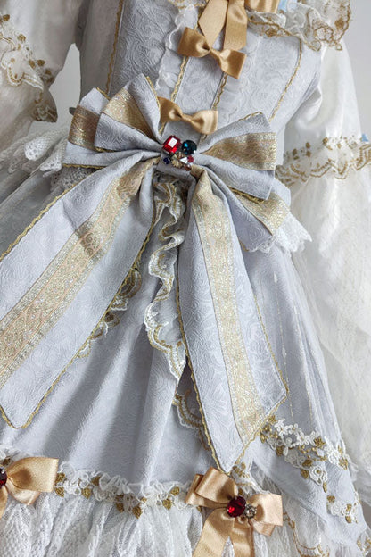 Blue Hanayome Sweet Lolita JSK with Bow and Multi-Layer Ruffles