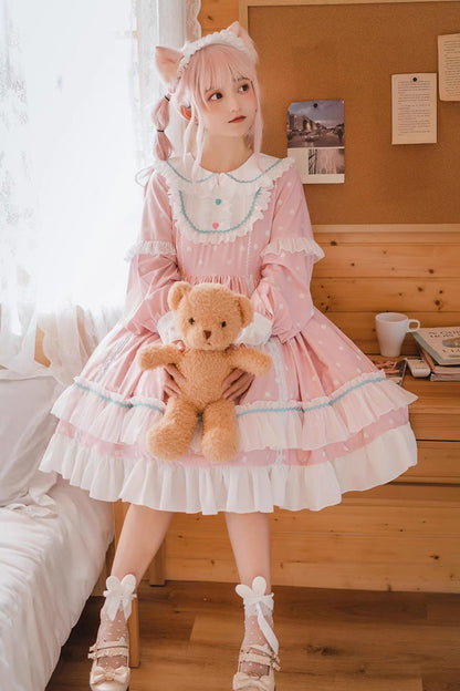 Toffee Bobo Long Sleeve Print Ruffle Dress - Sweet Lolita