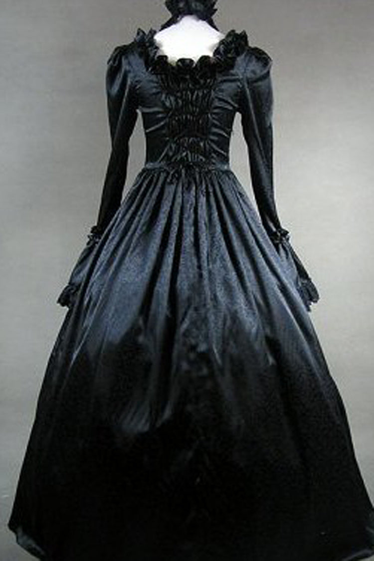 Black Victorian Gothic Lolita Dress with Square Collar and Cardigan