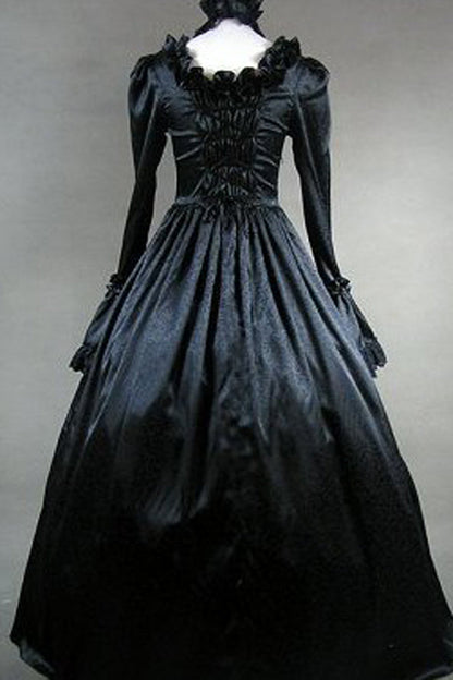Black Victorian Gothic Lolita Dress with Square Collar and Cardigan