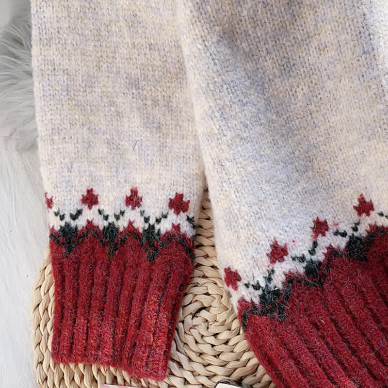 Pants Colorblock White Turtleneck Sweater Set