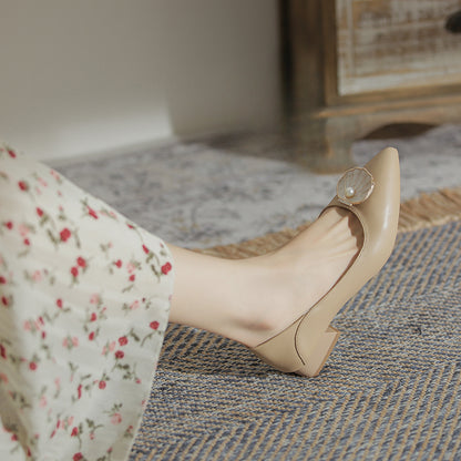 Elegant Pearl Shell High Heels