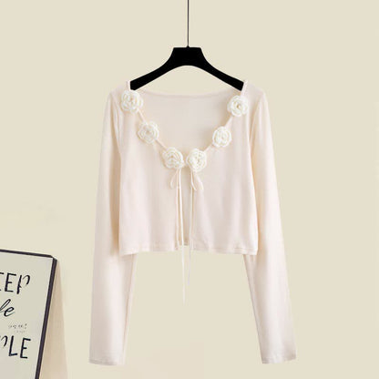 Dress Decor Set Slip Cardigan Elegant Flouncing Blossom