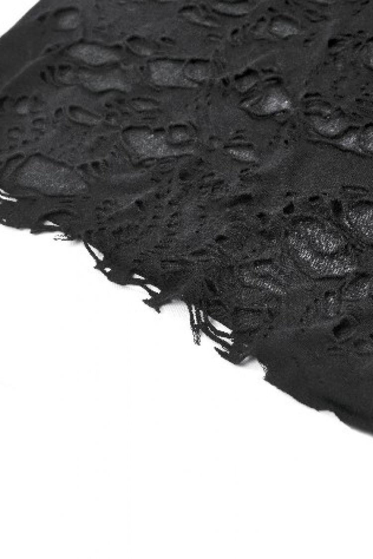 Asymmetric Hem Punk Top with Eyelet Lacing