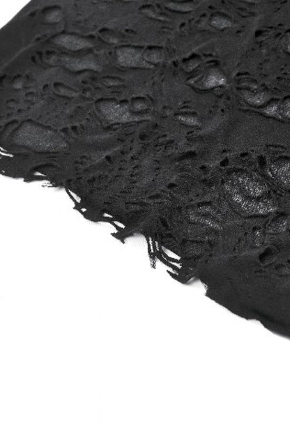 Asymmetric Hem Punk Top with Eyelet Lacing