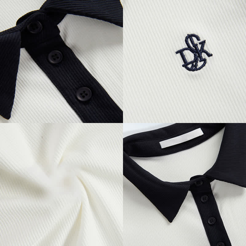 Blossom Skirt T-Shirt Print Split Polo Set