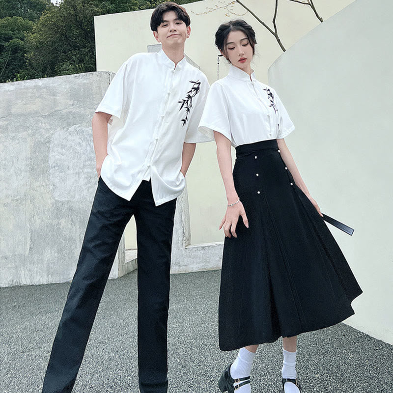 Couple Vintage Leaves Print T-Shirt Skirt Pants