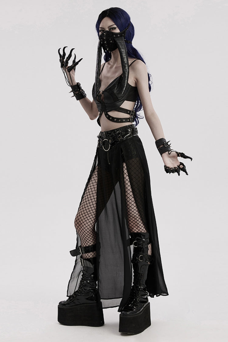 Dragon Claw Finger Steampunk Gloves in Stitched Black Faux Leather