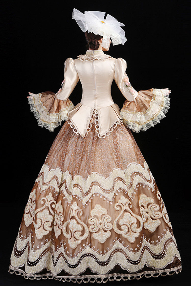 Victorian Floral Embroidered Gown with Hime Sleeves