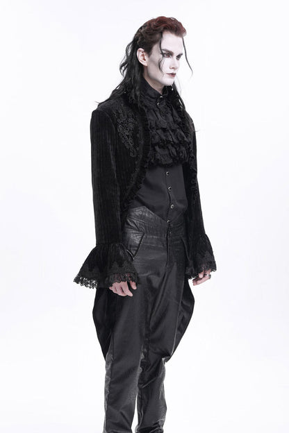 Men's Gothic Jacket with Swallow-tailed Hem and Lace