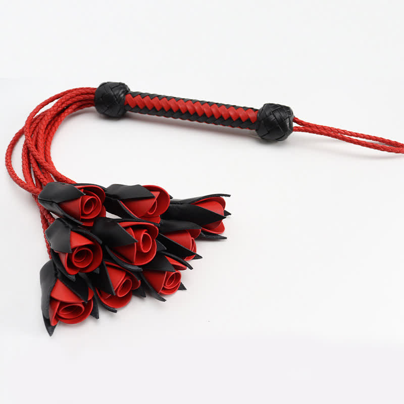 Red Maid Cosplay Leather Rose Whip