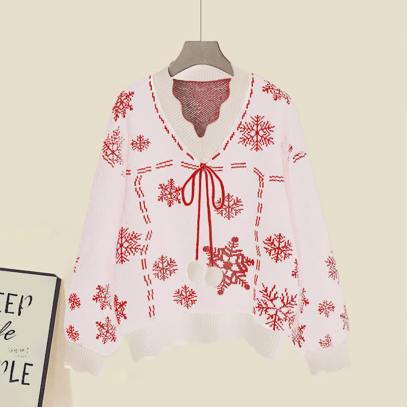 Fuzzy Flouncing Dress Sweater Print Slip Ball Snowflake