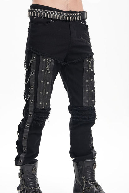 Gothic Pants with Eyelets, Chains, and Studs
