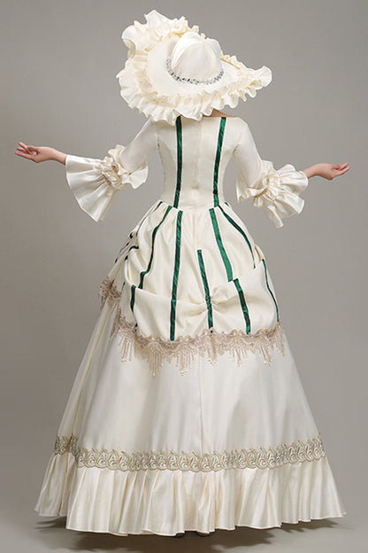 Square Collar Ruffled Prom Dress with Hime Sleeves