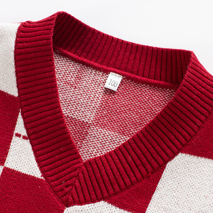 Vest Dress Pleated Bunny Print Shirt Lattice Set