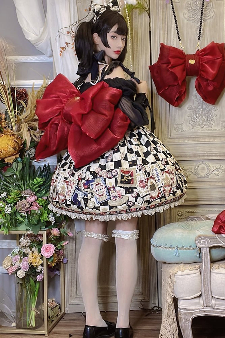 Grand sac à dos Lolita avec nœud rouge vin