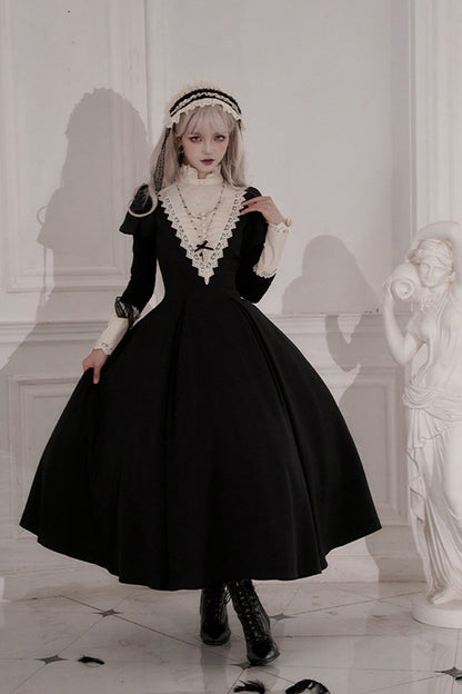 Letters and Poems Nocturne Nun Long Sleeves Ruffle Gothic Lolita Long Dress