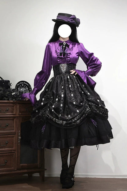 Printed Boned Elegant Gothic Skirt