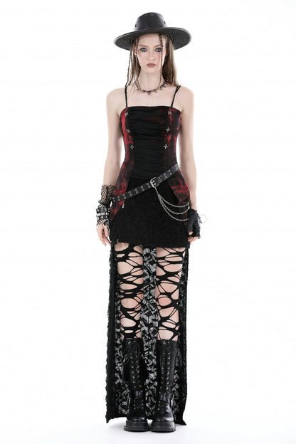 Tie-Dyed Lace-Up Ruched Overbust Corset