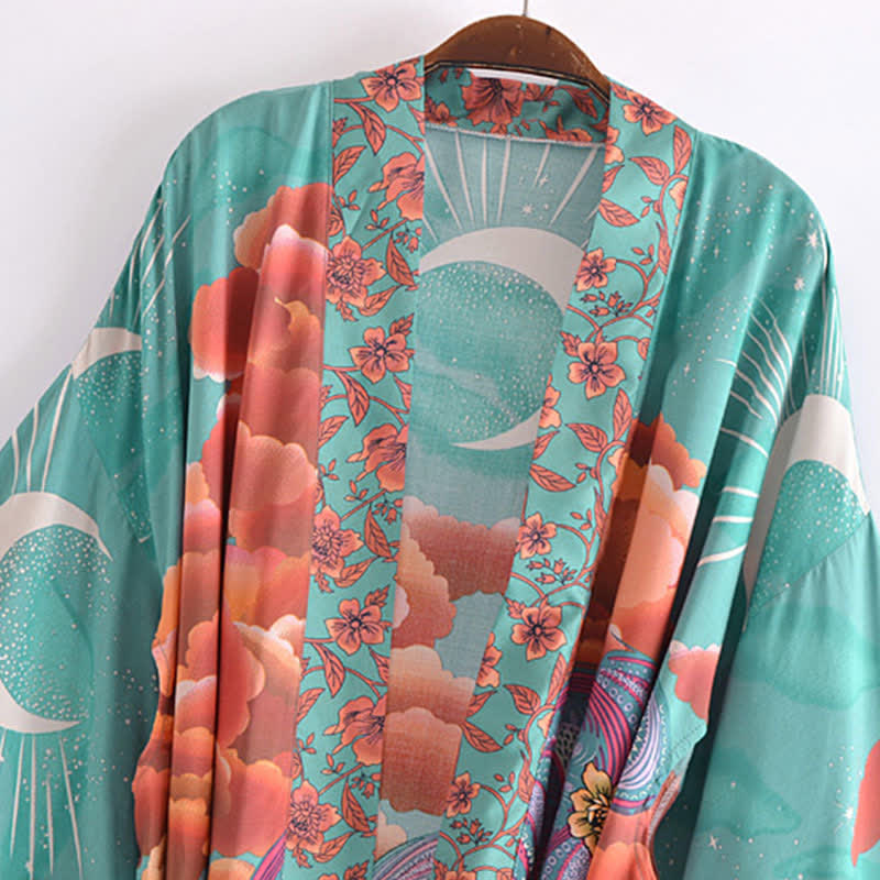 Vintage Moon Floral Print Cardigan Outerwear