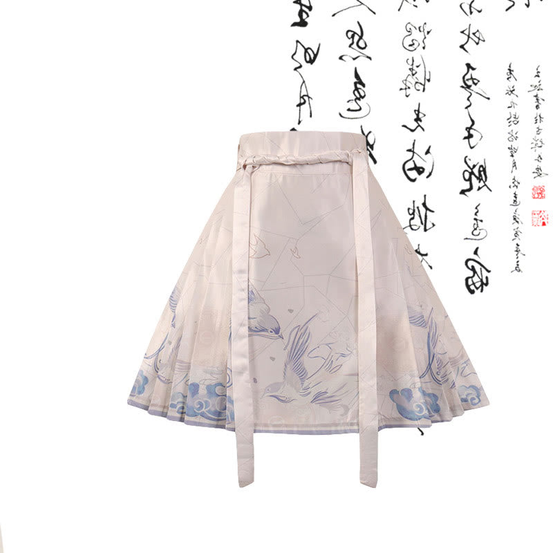 Sweet Flower Irregular T-Shirt High Waist Pleated Skirt