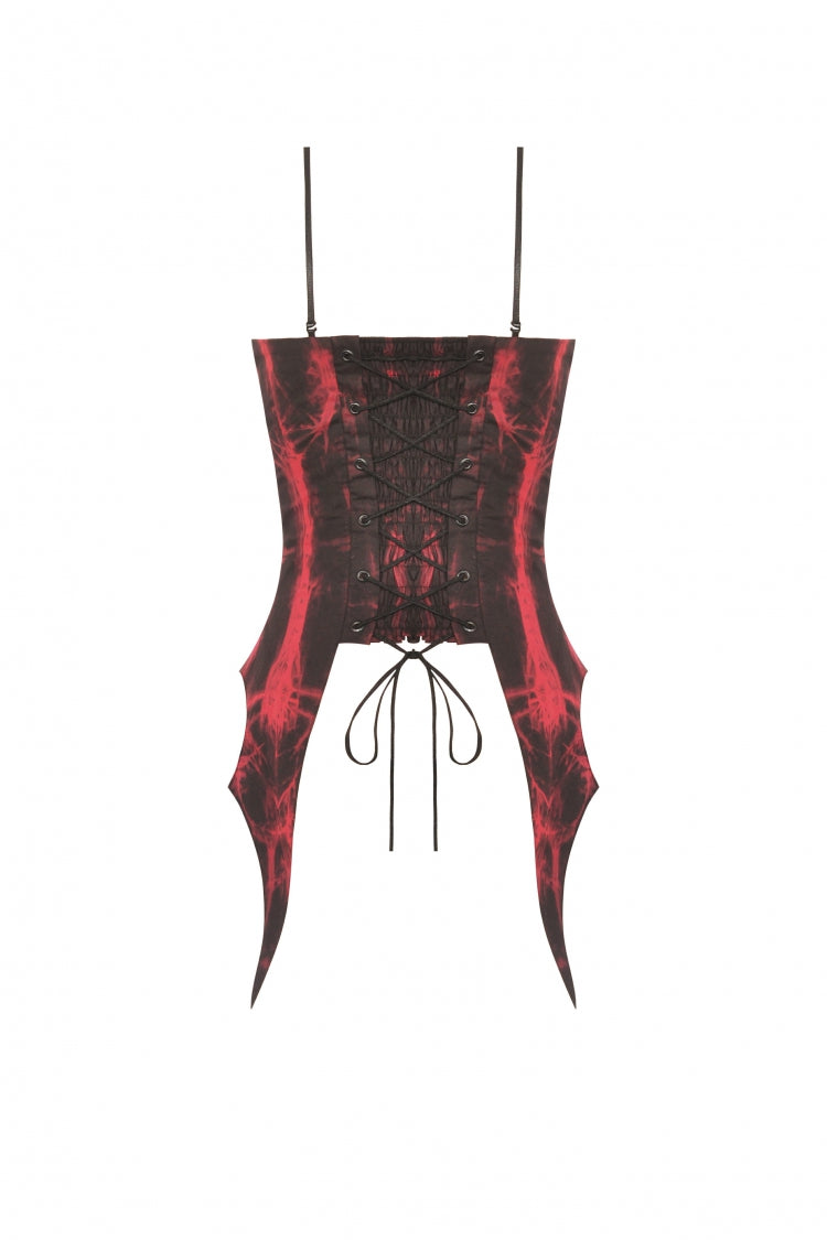 Tie-Dyed Lace-Up Ruched Overbust Corset