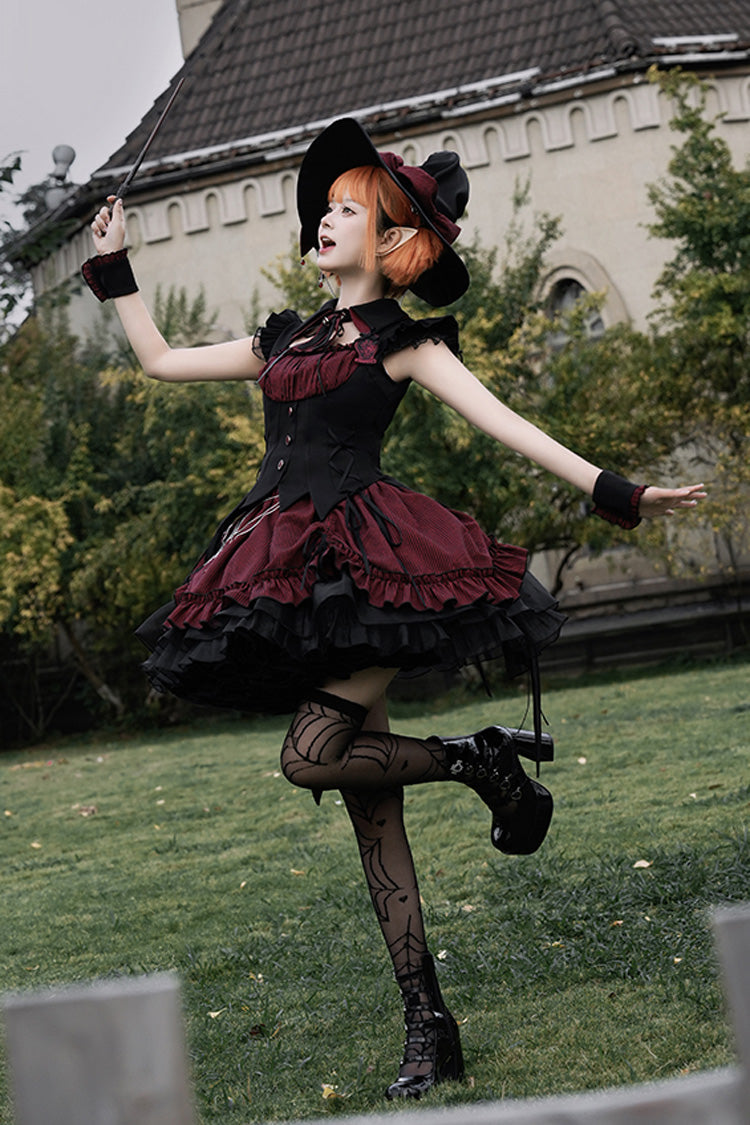 Potions Triple-Layered Ruffle Gothic Lolita Dress - Noir