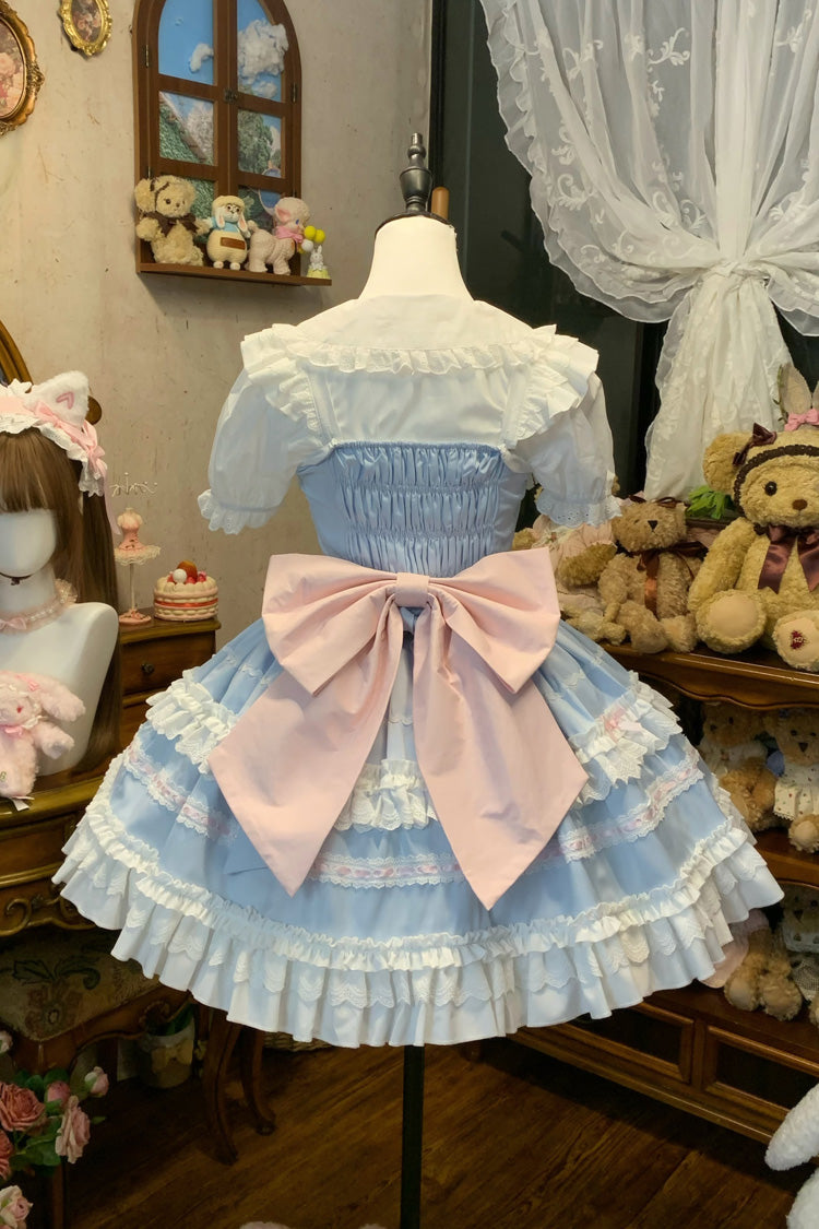 Sleeveless Multi-Layered Princess JSK with Ruffle Bow and Lace