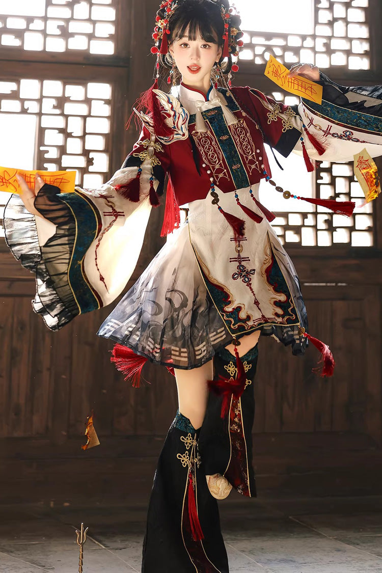 Printed Embroidered Chinese Style Lolita Dress - Multi-Color Fox Trace Codex