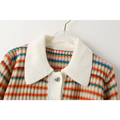 Pants Cardigan Rainbow Casual Colorful Stripe