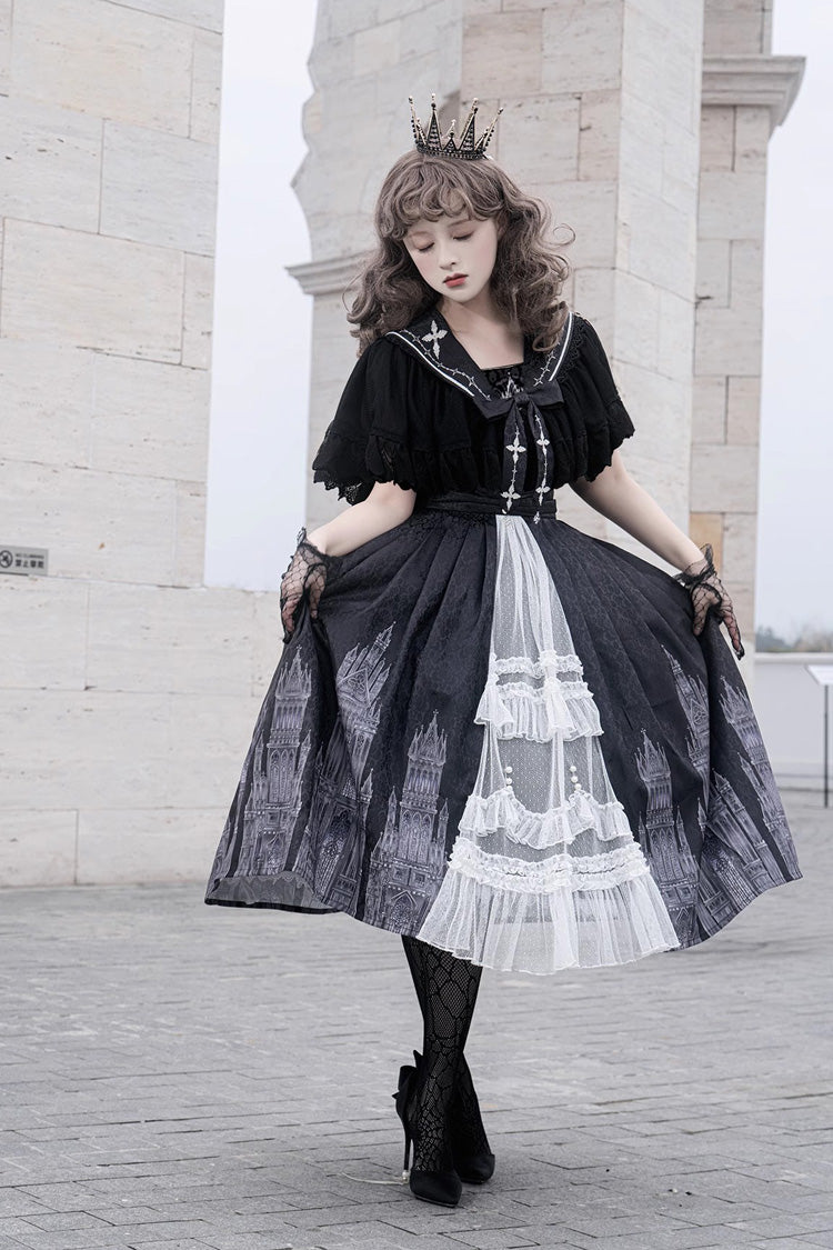 Vintage Lolita JSK Dress with Lace Print