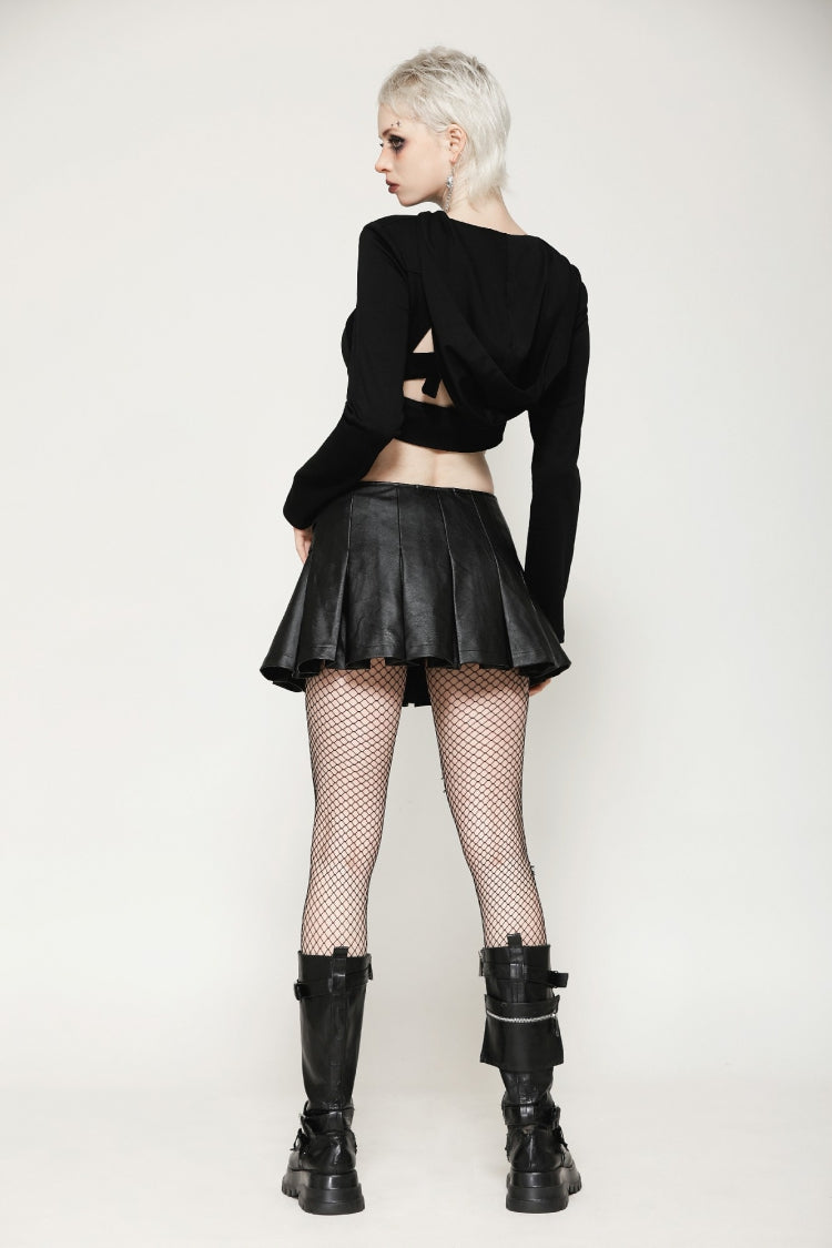 Ebony Buckled PU Mini Skirt with Faux Leather and Pleats - Femme