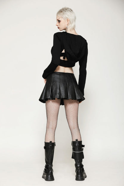 Ebony Buckled PU Mini Skirt with Faux Leather and Pleats - Femme