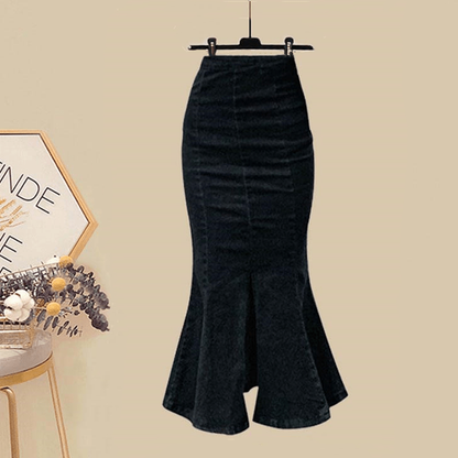 Two Sailor Slip Sweater Dress Denim Skirt Pieces Cable Collar