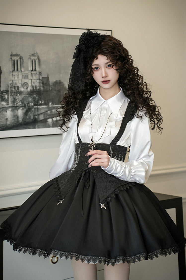 Embroidery Lace-Up Sleeveless Gothic Support Dress