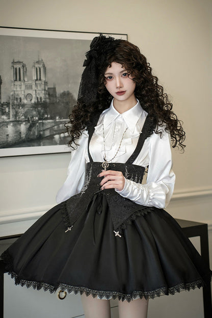 Embroidery Lace-Up Sleeveless Gothic Support Dress